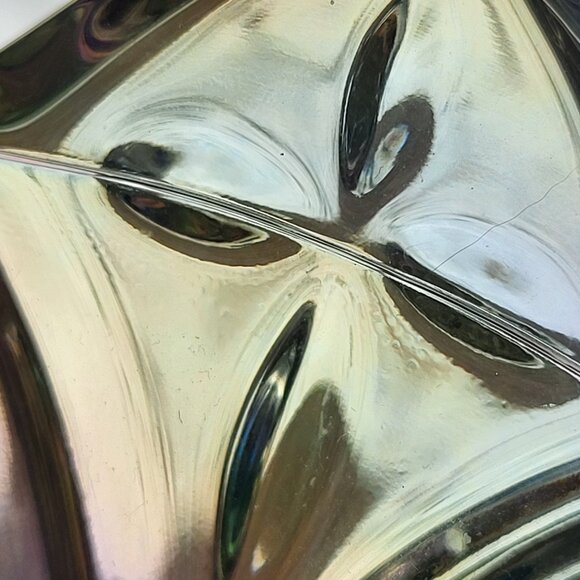 Vintage Federal Glass Stunning Clear Iridescent Petal Bowl 8.5" - Picture 15 of 16
